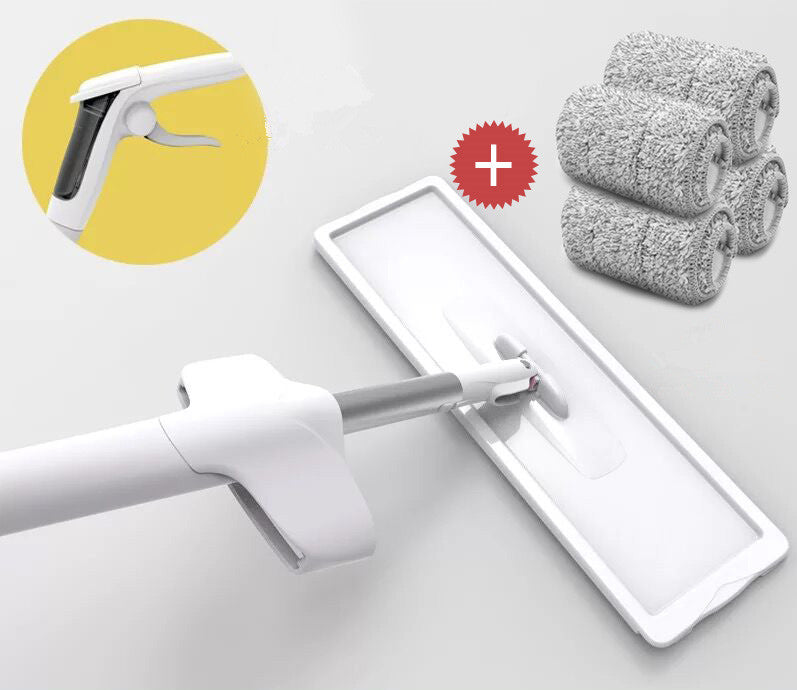 Hands-Free Flat Mop & Bucket Set With 4 Reusable Pads